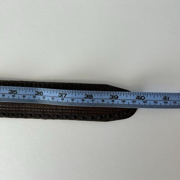 Fossil Womens Brown Embossed Leather Belt Medallion Buckle Size Medium 1.5” - Picture 10 of 11